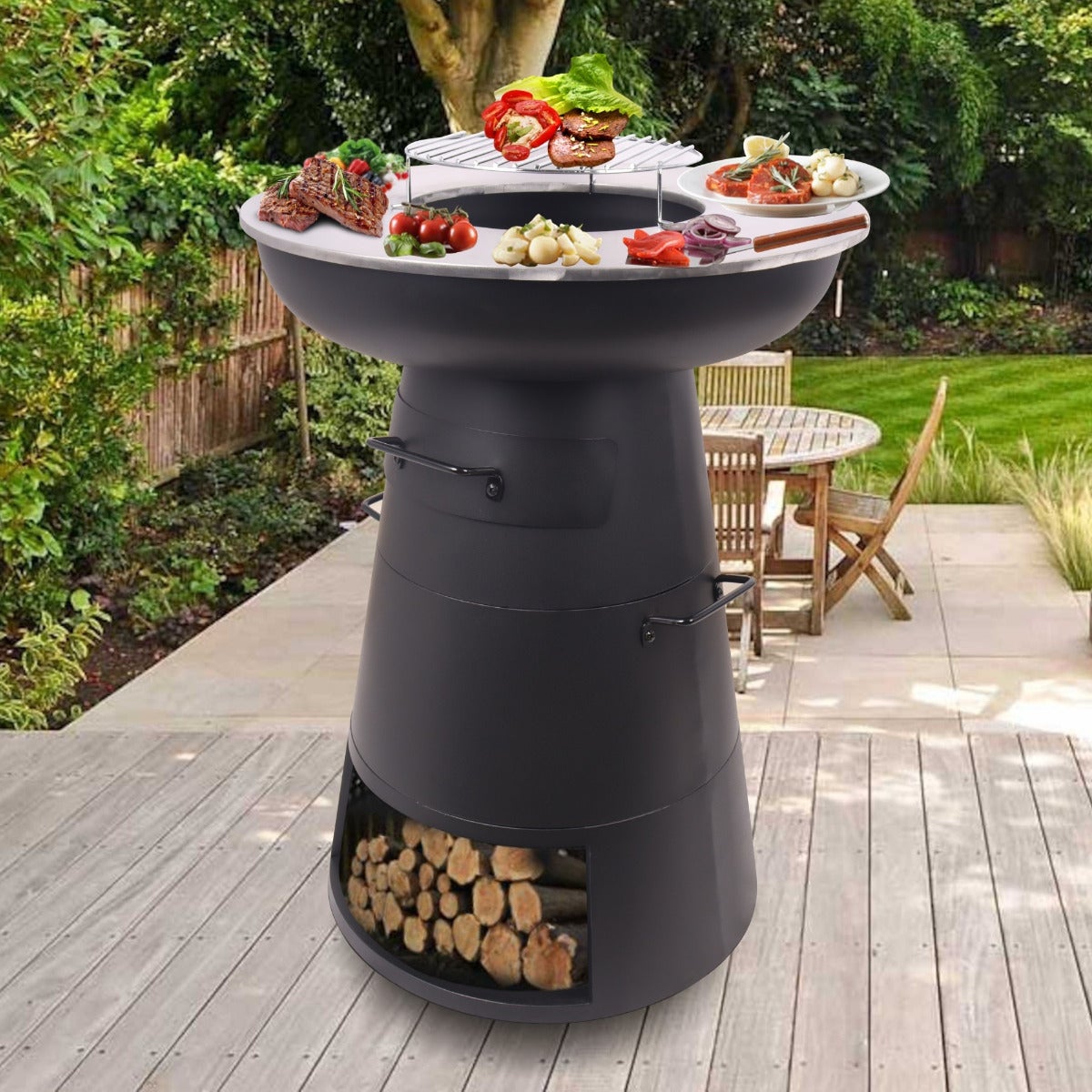 SenS-Line Vuurkorf met Barbecue Bjork Zwart 83 cm