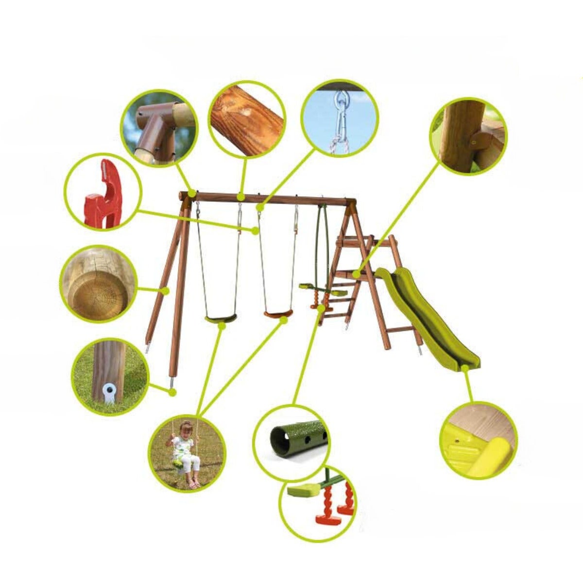 Soulet Speeltoestel Figue met Glijbaan, Dubbele Schommel en Wip