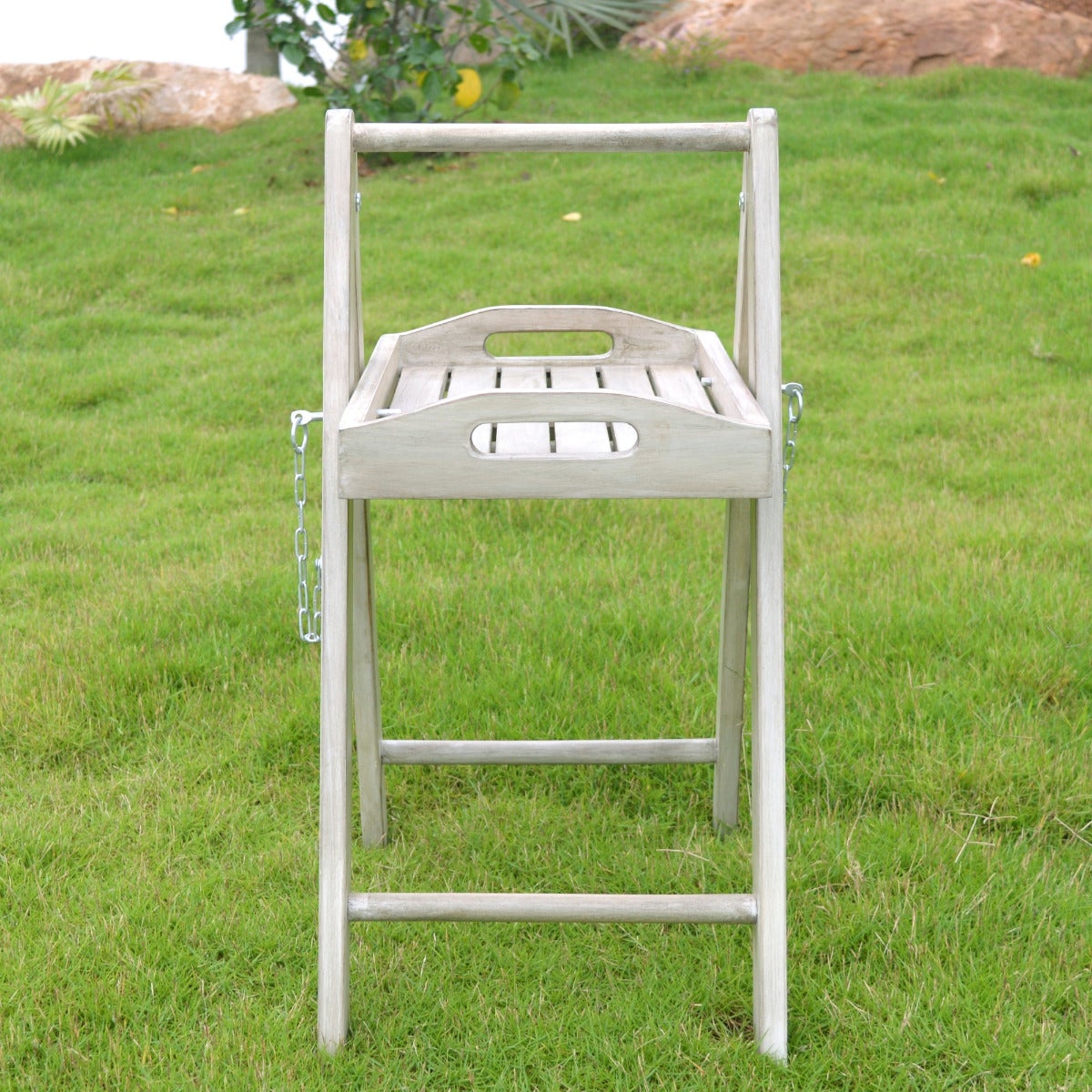 Bijzettafeltje Acacia Greywash met Uitneembaar Dienblad