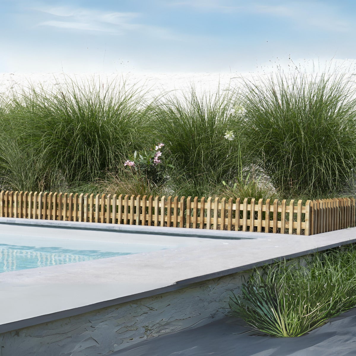 Insteek borderrand Recht Piket Grenen 112 cm