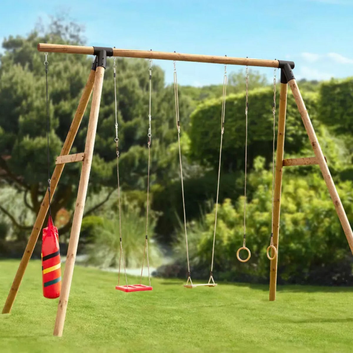 Soulet Speeltoestel Galdar met Dubbele Schommel, Bokszak en Turnringen