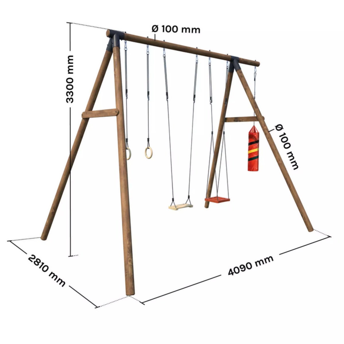 Soulet Speeltoestel Galdar met Dubbele Schommel, Bokszak en Turnringen
