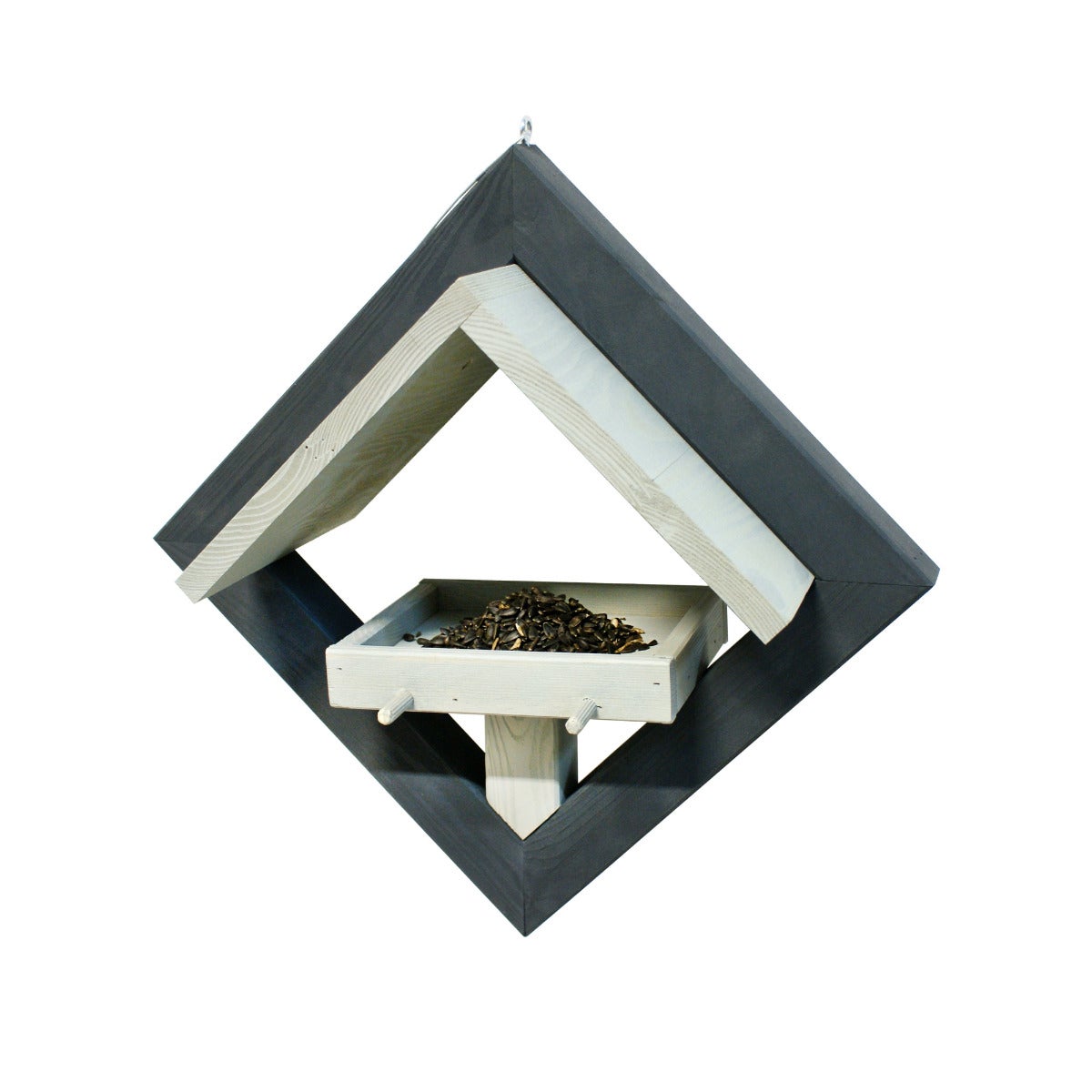 Voederhuis Hangend Met Ruit Design - Antraciet/Grijs