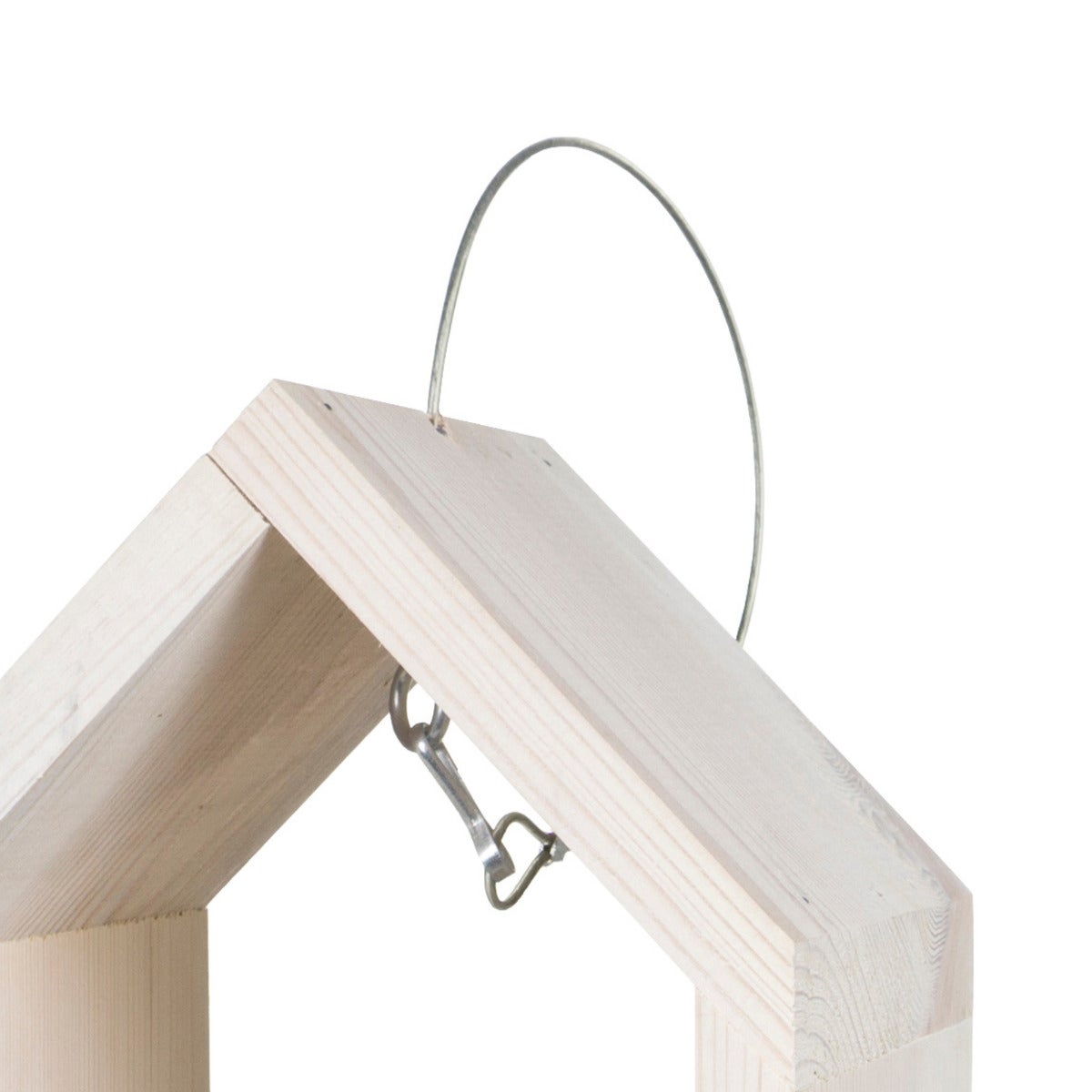 Vogelvoederhuis Hangend met Metalen Draad en Vetbol Bevestiging - White Wash/Walnoot