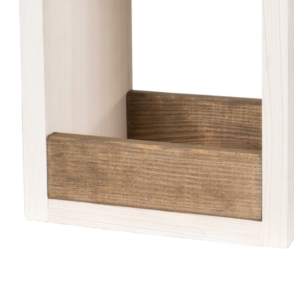 Vogelvoederhuis Hangend met Metalen Draad en Vetbol Bevestiging - White Wash/Walnoot