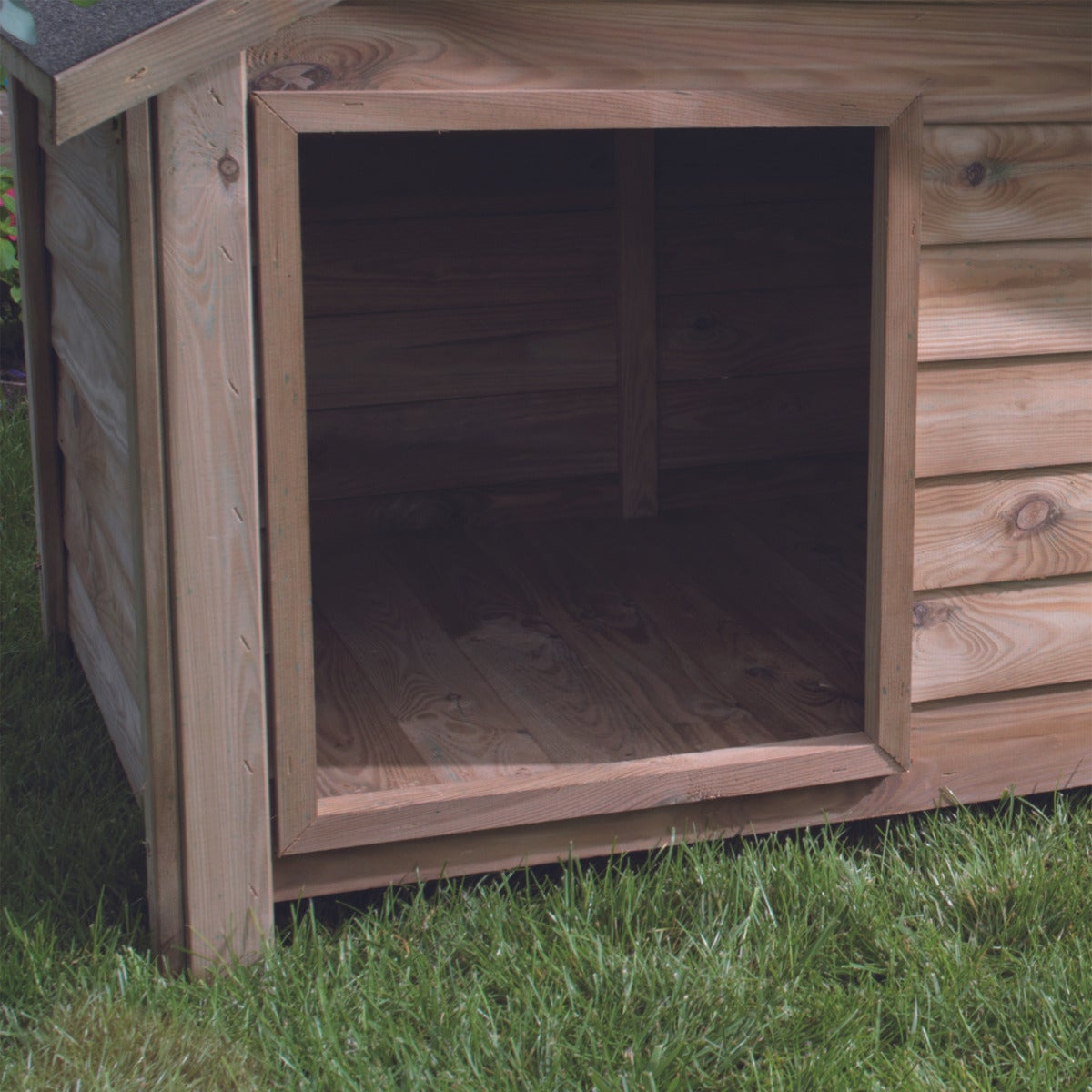 Hondenhok Willow Puntdak met Dakleer Hout - Groot 120 x 114 cm