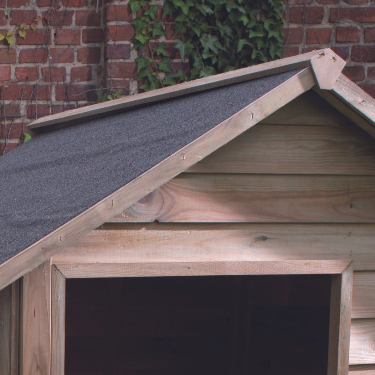 Hondenhok Willow Puntdak met Dakleer Hout - Groot 120 x 114 cm