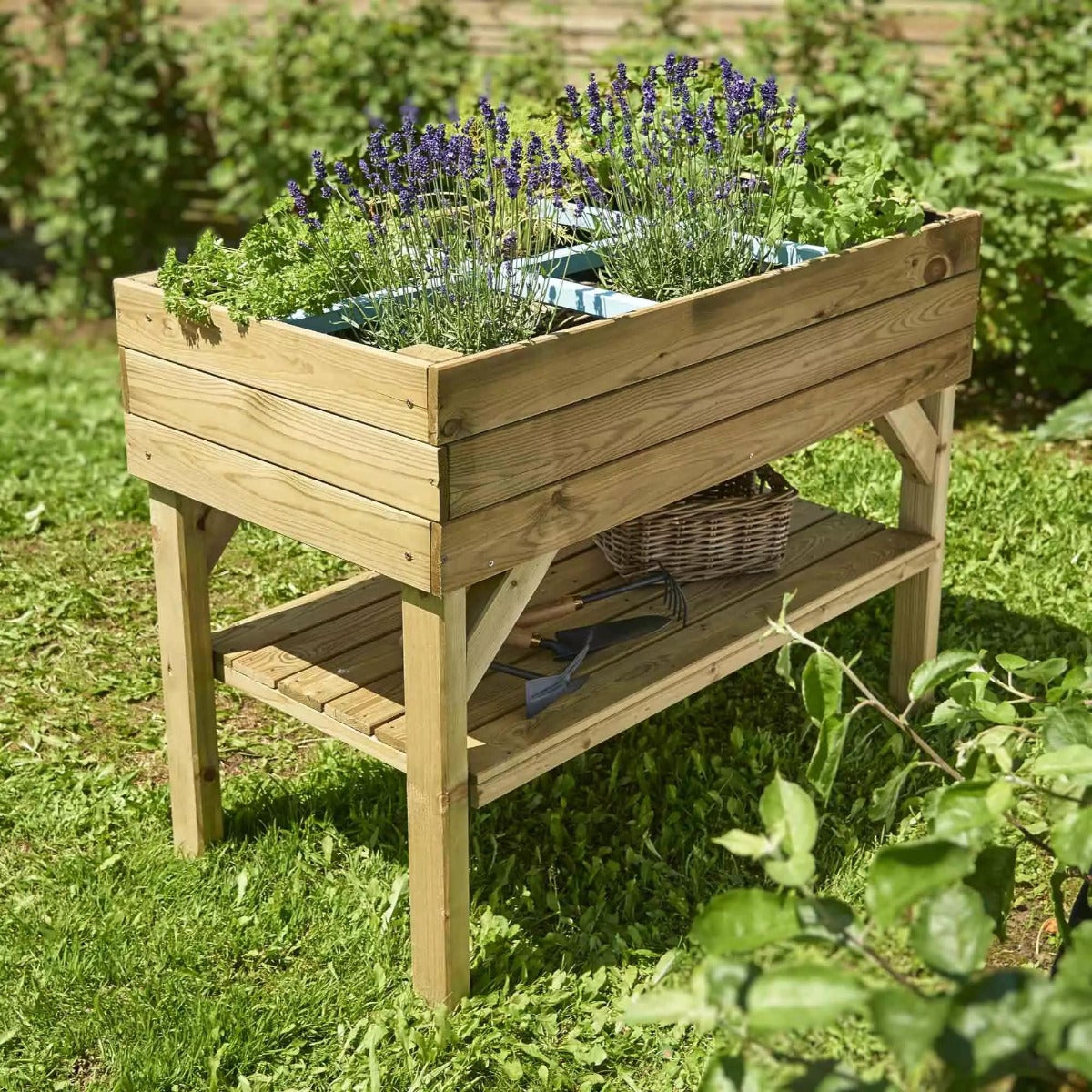 Verhoogde Moestuinbak met Worteldoek Grenen 120 x 60 cm