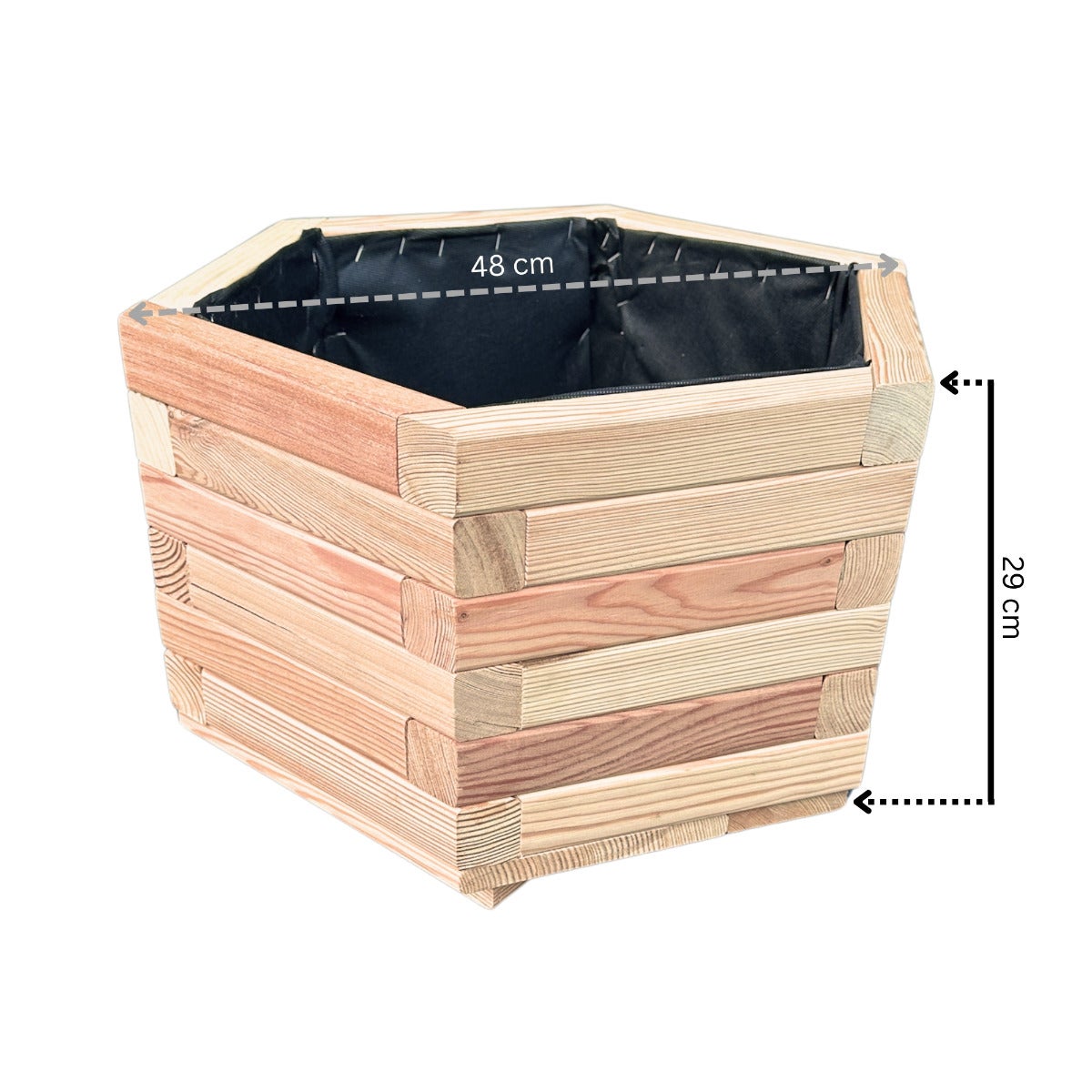 Hexagon Plantenbak 6-Hoek Larikshout Ø48 x 29 cm