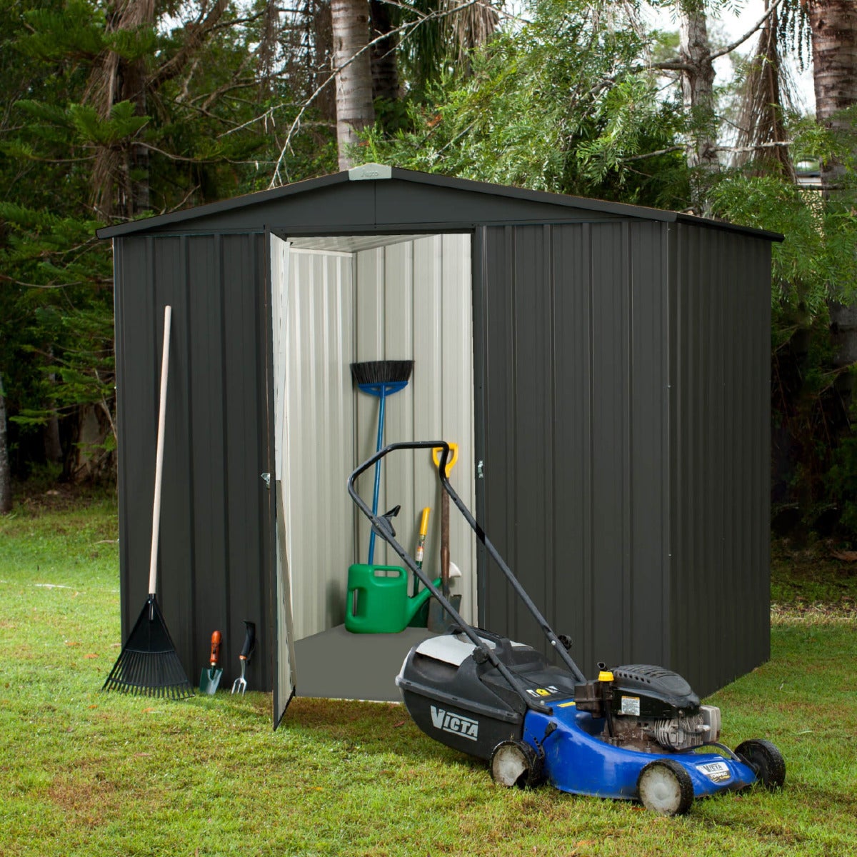 Metalen Tuinhuis Zwart 222 x 140 cm - 3,2 m²