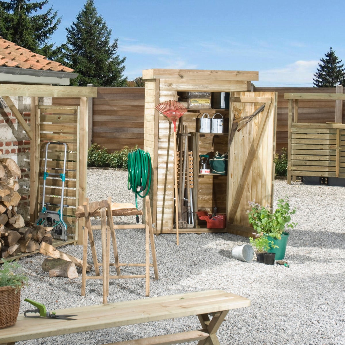 Tuinkast Berging met Deur Grenen 130 x 69 cm