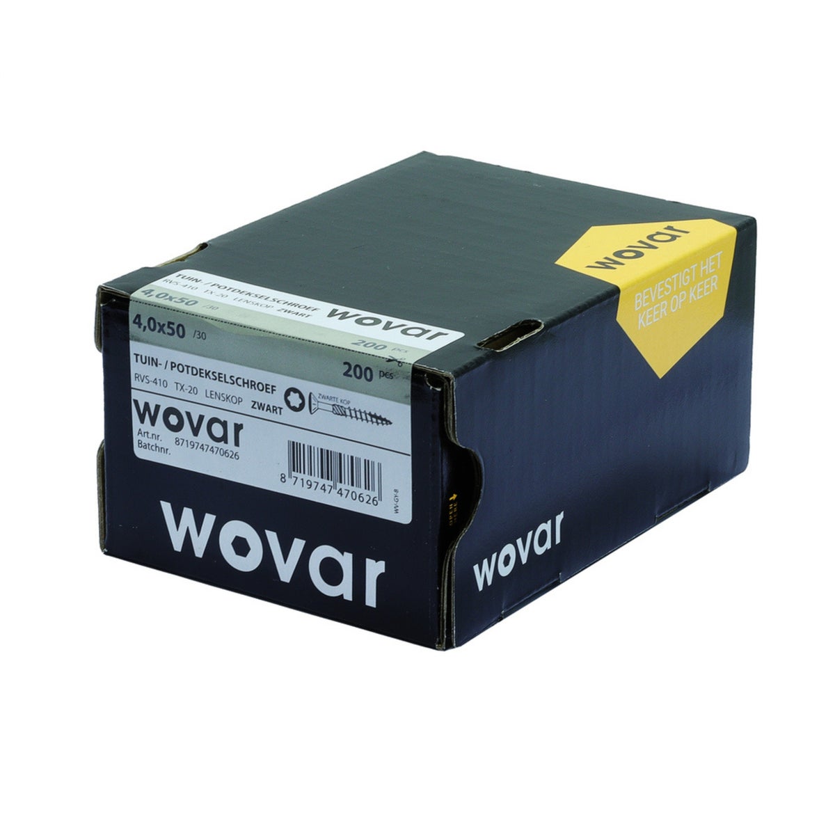 Tuinschroeven Zwart RVS 410 4 x 50 mm Torx 20 met snijpunt - Doos 200 Stuks