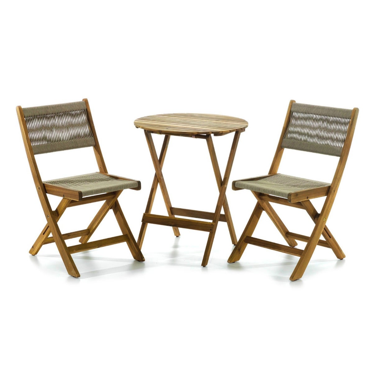 Bistroset Taupe Rope Acacia Hardhout
