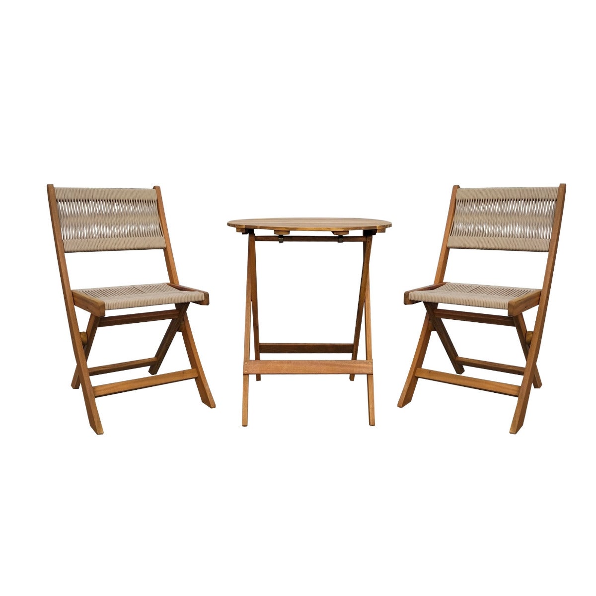 Bistroset Taupe Rope Acacia Hardhout