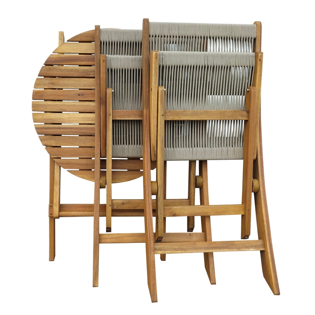 Bistroset Taupe Rope Acacia Hardhout